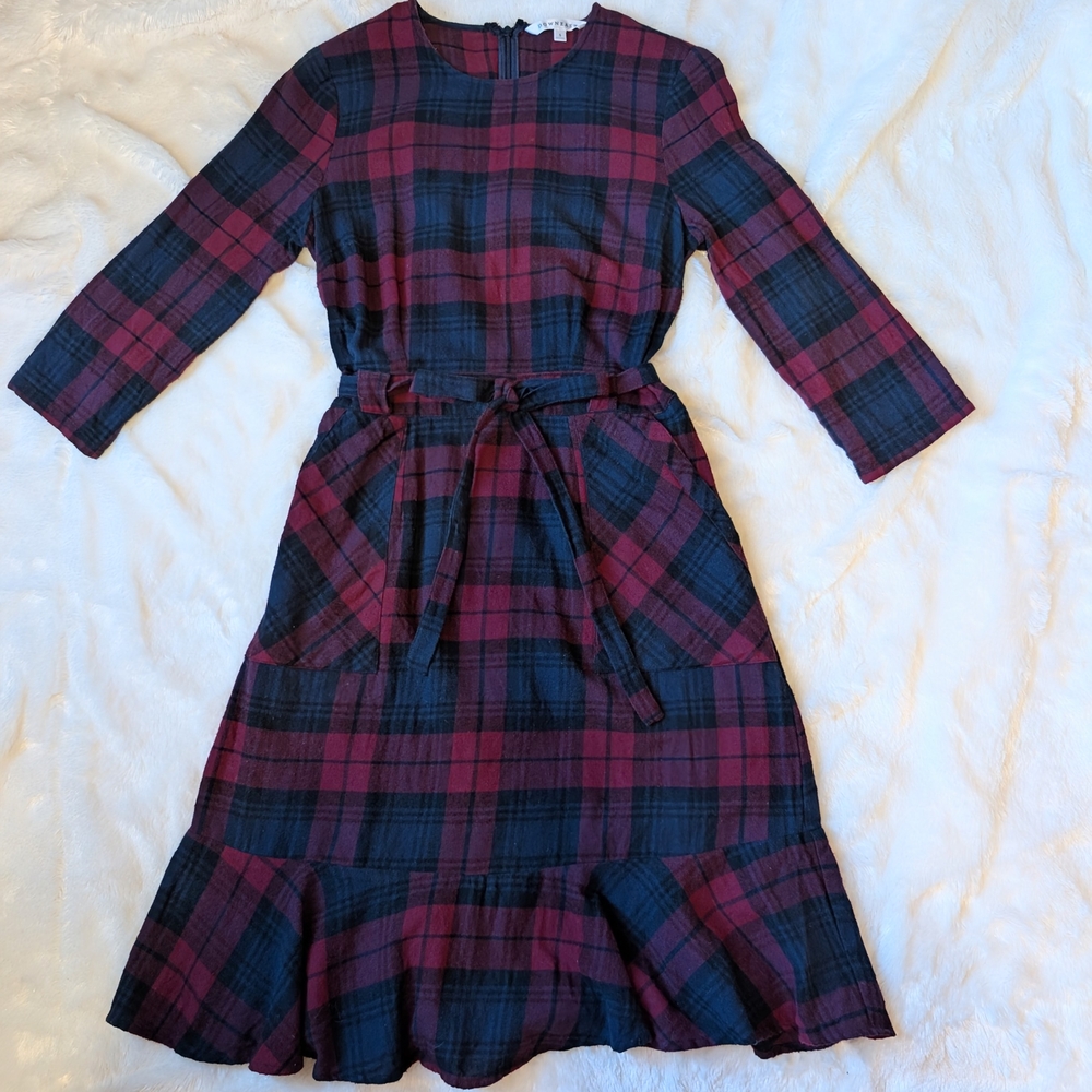 DownEast Burgundy and Navy Plaid Dress